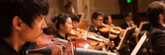 A photo of a violinist performing