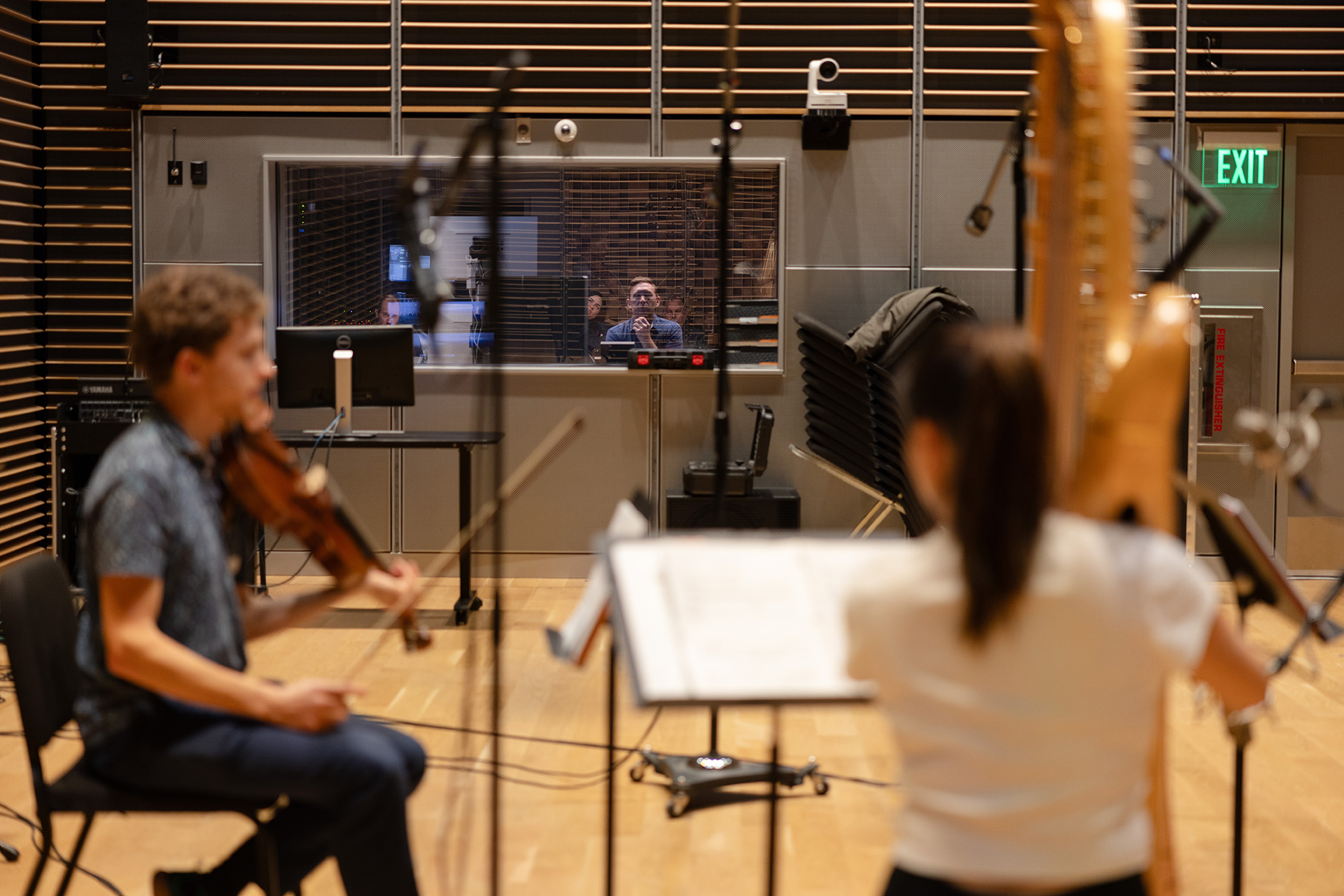 Students record in Studio G. 