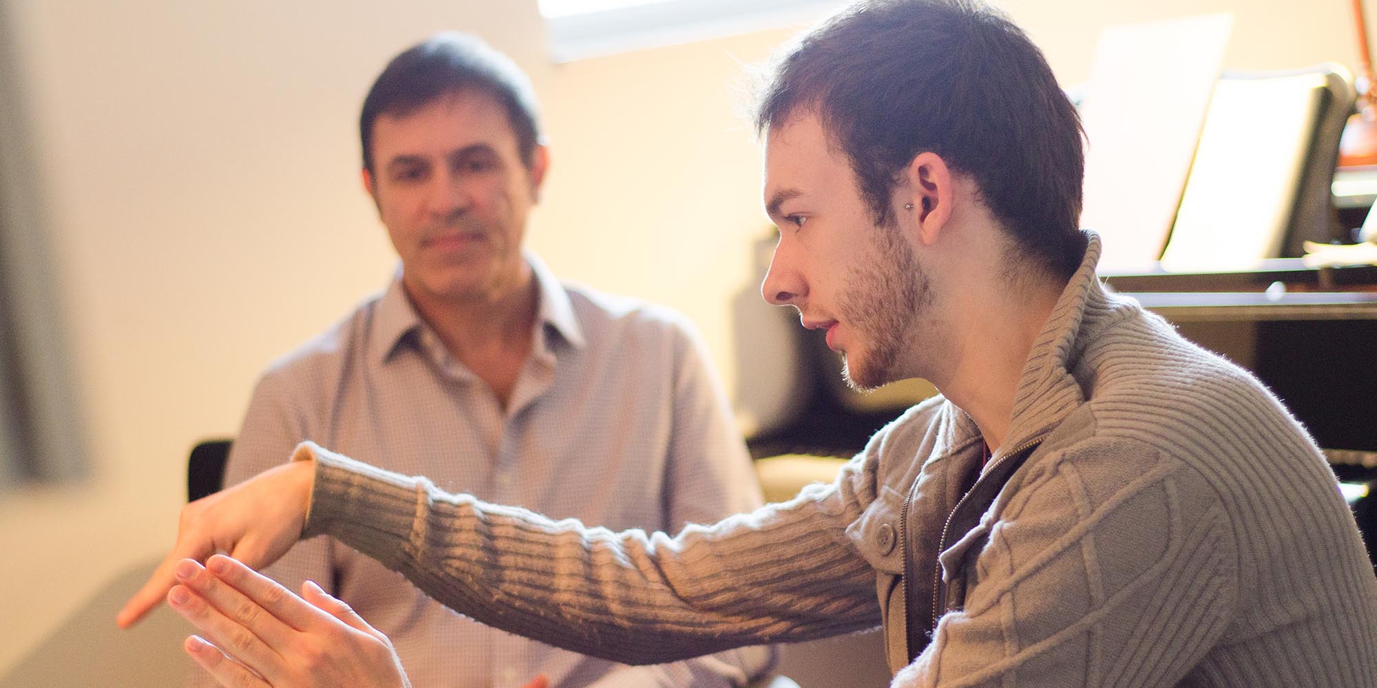 SFCM composition member David Conte and SFCM student working together