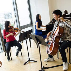 pre-college chamber music group rehearsing