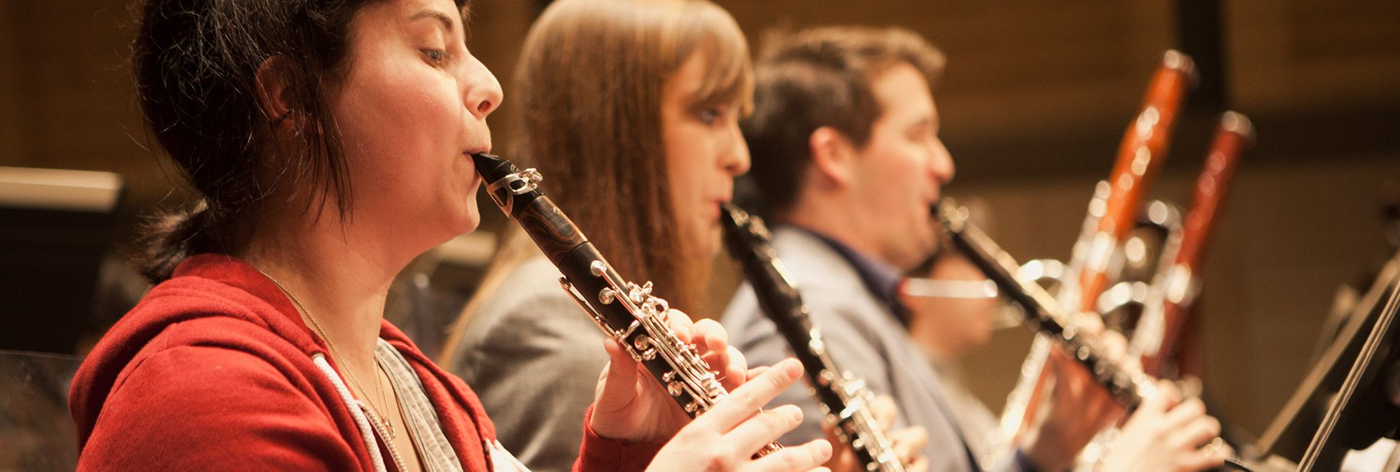 Clarinetists play in an ensemble 