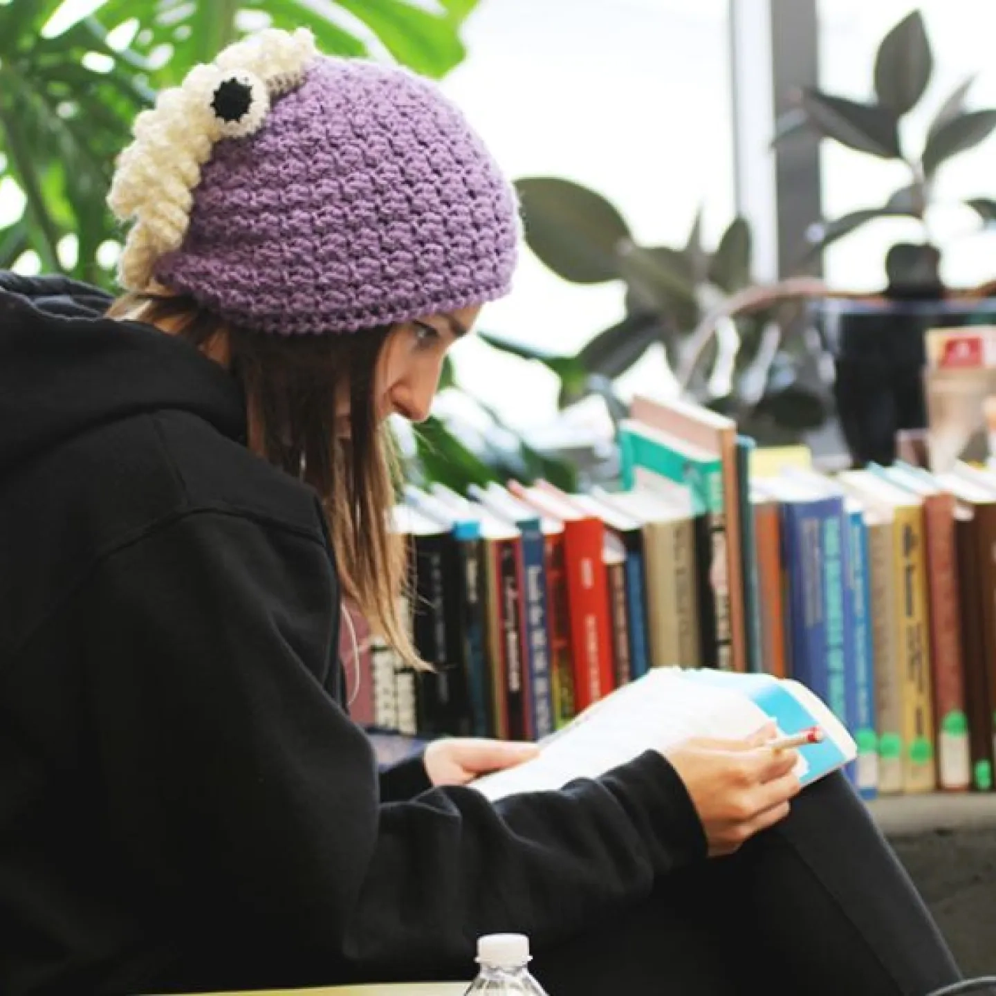 Girl sitting at library