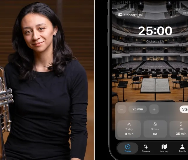 Irene Giovannetti and her practice app.