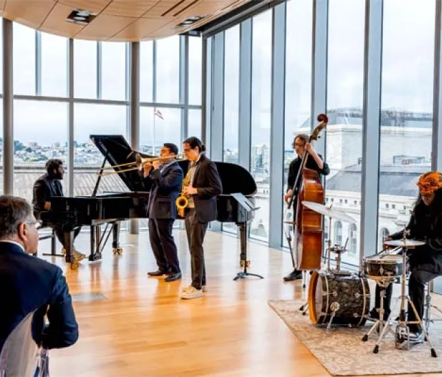 A group of students performing at Bowes Center