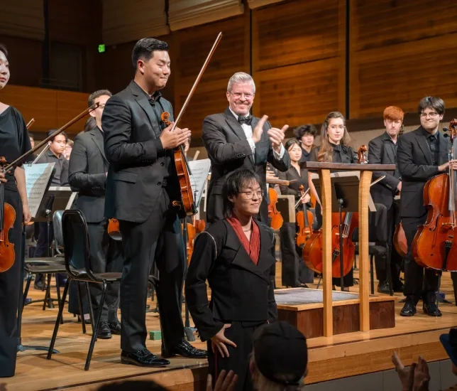 Brayden Meng with the SFCM Orchestra.