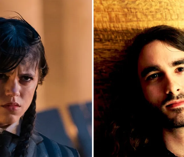 Jenna Ortega in "Wednesday" and Costas Dafnis.