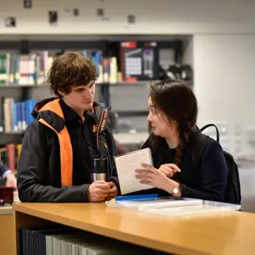 students in the library