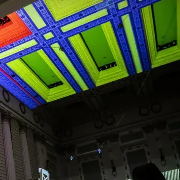 lighting on the ceiling of the concert hall for a winter term project