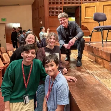 Percussion Chair Jacob Nissly at the SF Symphony with students.