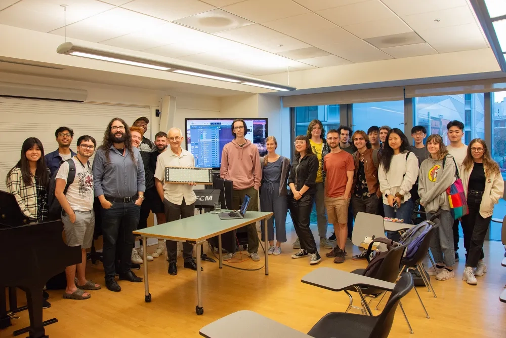 Roger Linn with students from SFCM's TAC department.