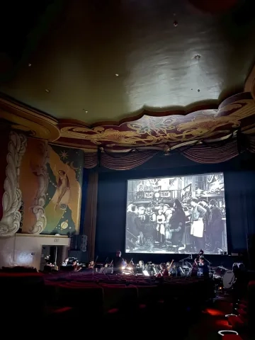 SFCM students rehearse the score to "The Gold Rush" at the Orinda Theatre.