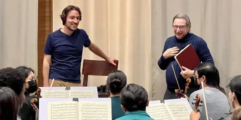 Michael Tilson Thomas with David Baker.