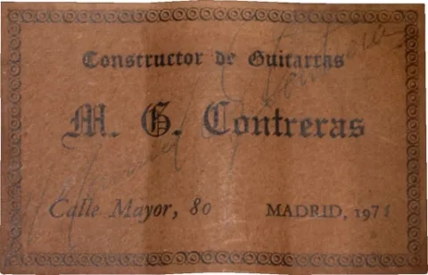 1971 Manuel Contreras/ Miguel Rodriguez guitar label