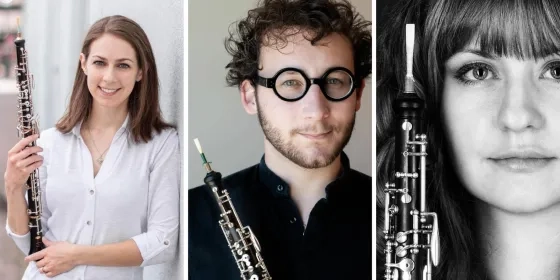 three headshots of oboe students