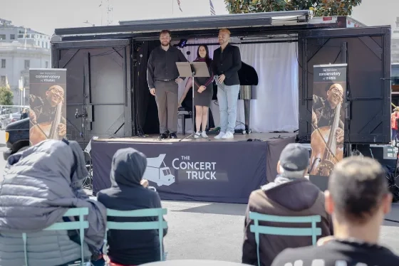 Voice students perform on The Concert Truck. 