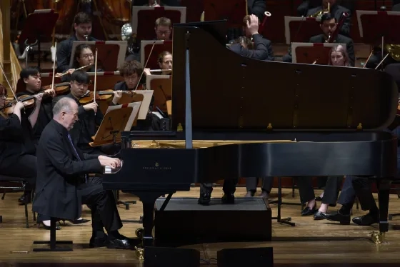 Garrick Ohlsson performs at March 8th's benefit concert for LA wildfire relief at Davies Hall.