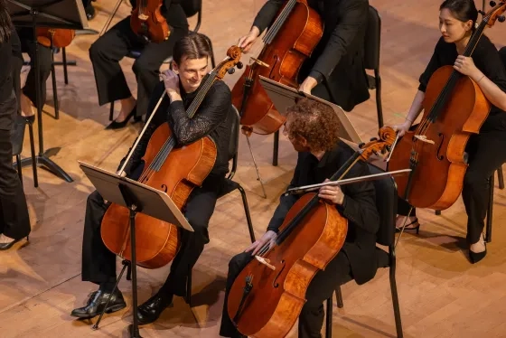 Students in SFCM's Chamber Orchestra.