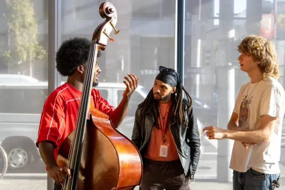 RJAM students with trumpet faculty Anthony Hervey.