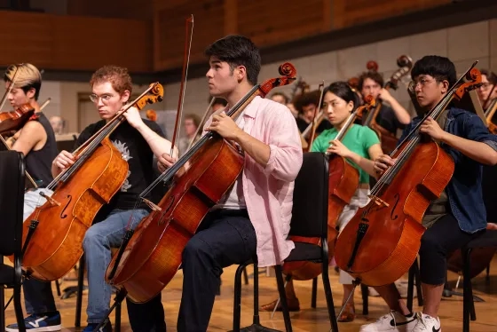 Students rehearse in SFCM's largest concert hall. 