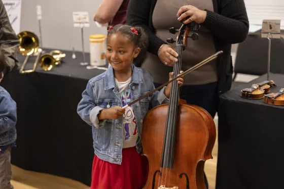 KDFC's "Instrument Petting Zoo" at its annual Classical Kids Discovery Day event in 2024.