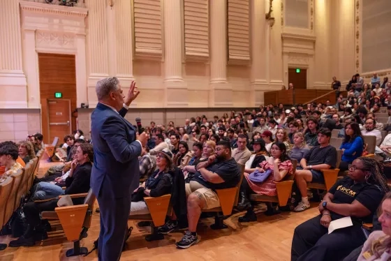President David Stull addresses SFCM students at Convocation.