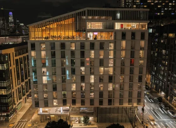 SFCM's Bowes Center, as seen from the San Francisco Symphony.