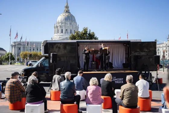 Students perform with The Concert Truck on November 1.