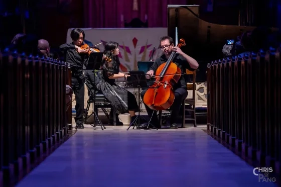 Anju Goto, Katelyn Tan and Federico Strand Ramirez perform as Sixth Station Trio.