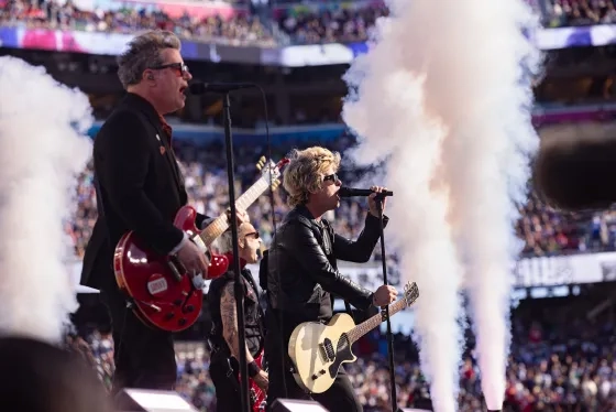 Green Day performs at Super Bowl LX.
