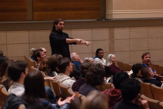 Student B Schaubhut in a Jake Heggie masterclass.