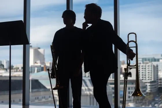 Keith Dydra of Canadian Brass with an SFCM student.