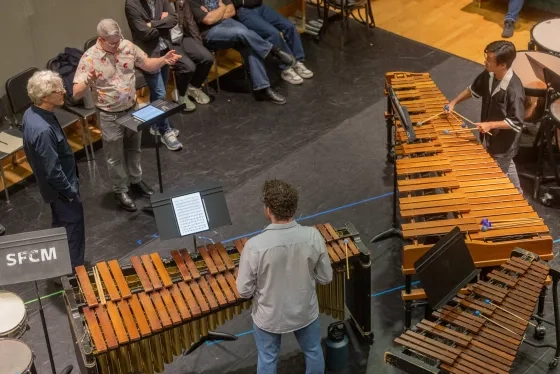 Stewart Copeland's percussion workshop at SFCM.