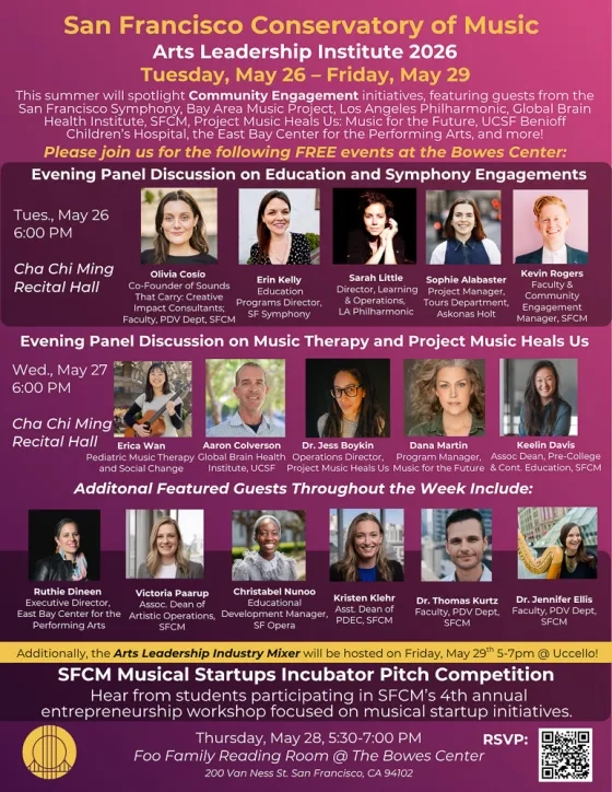 SFCM's Arts Leadership Institute 2026's roster of presenters.