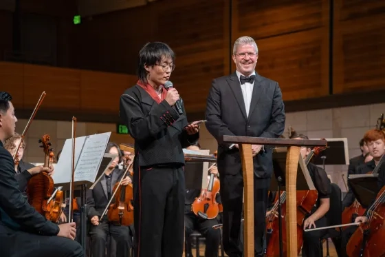 Brayden Meng with SFCM Music Director Edwin Outwater.