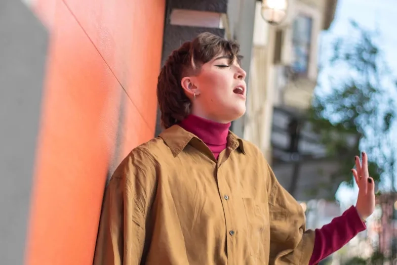 Voice student singing