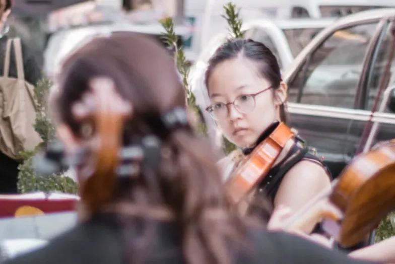 Conservatory students performing on the street