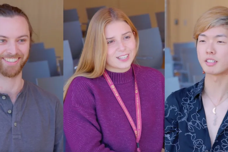 SFCM students Julian Sommer, Antonia Cáceres, and Joshua Choi.