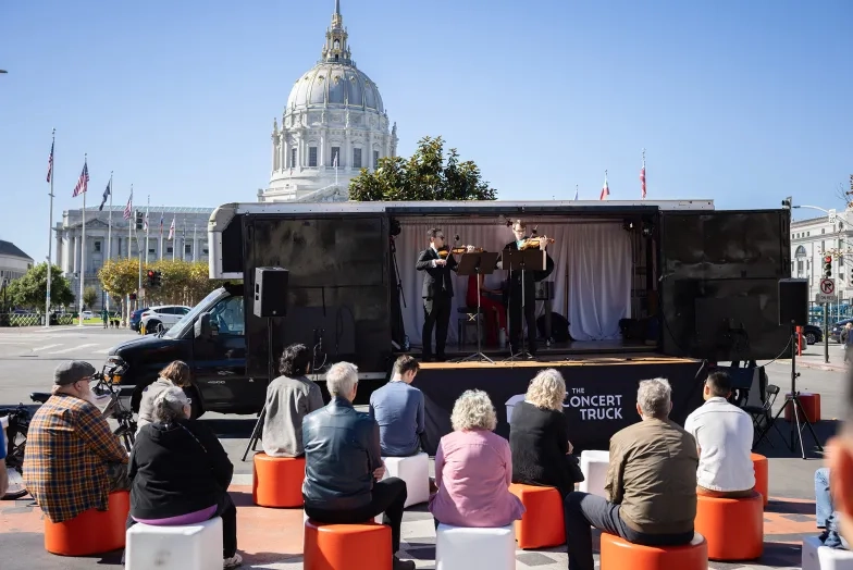 Students perform with The Concert Truck on November 1.