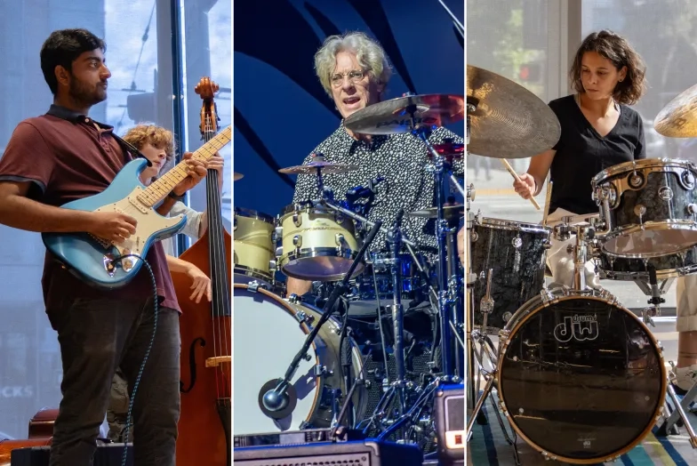 From left: Amithav Gautham, Stewart Copeland, and Tania Cosma.