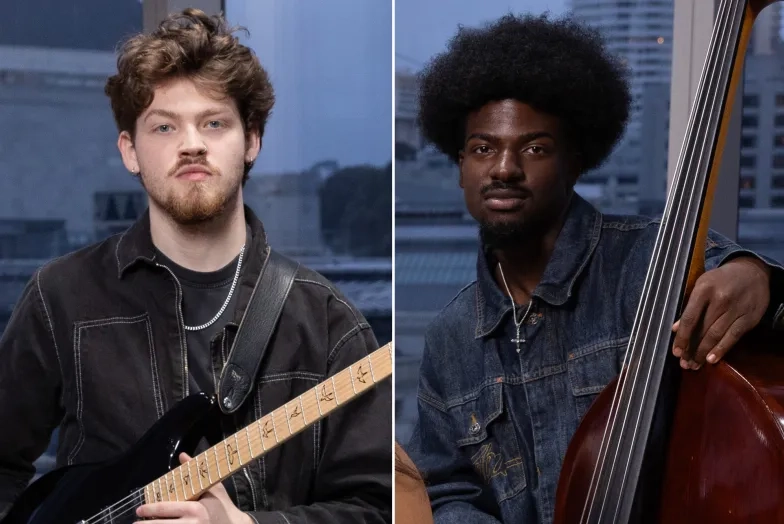 Roots, Jazz, and American Music students Beck Holland and Kole Dixon.