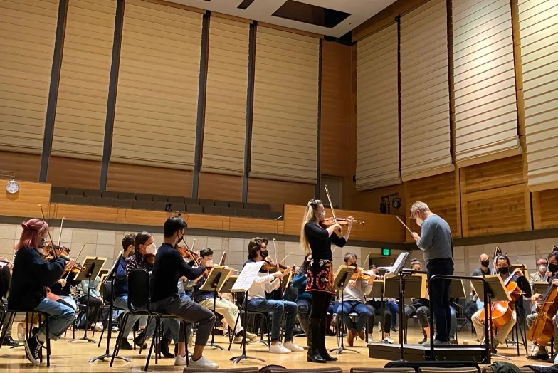 SFCM students rehearse with SF Ballet Orchestra. SFCM, SF ballet orchestra, Yvette Kraft,