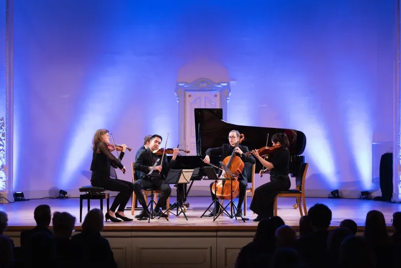 SFCM's Daniel Dastoor at his Mykola Trio on stage. Daniel Dastroor, Mykola Trio