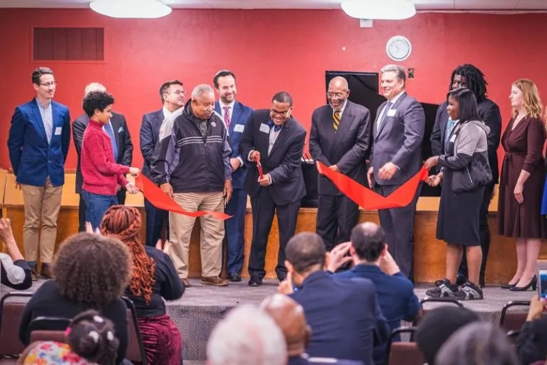 A photo of a pretty typical ceremonial ribbon cutting