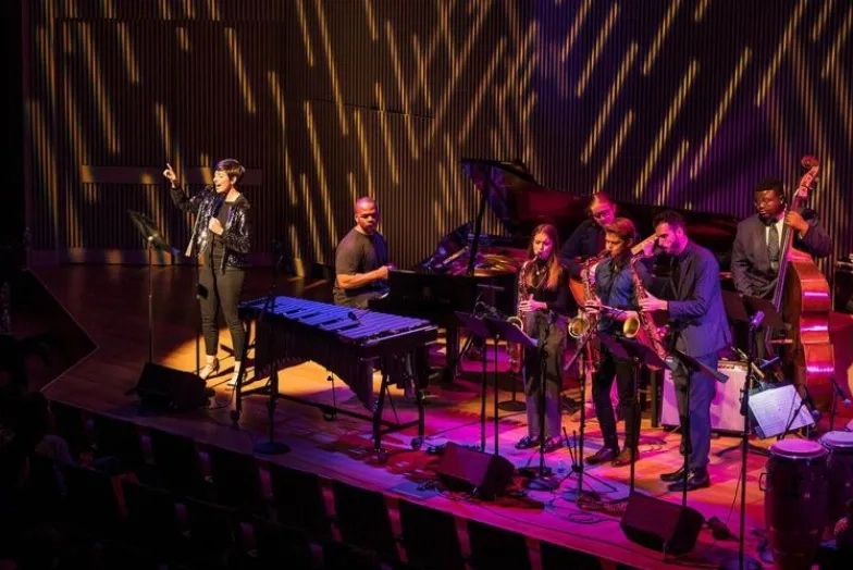 A photo of SFCM students performing with SFJAZZ