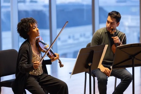 Melissa White and SFCM student Daniel Dastoor.