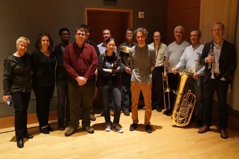 Recording session for Kevin Becker's ('19) piece that won 2017 KDFC Sound Logo Competition