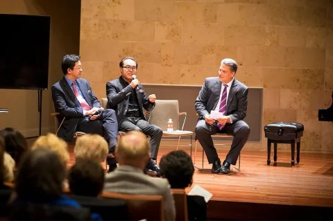 David Stull and two guests in SFCM at SFCM Sol Joseph Recital Hall