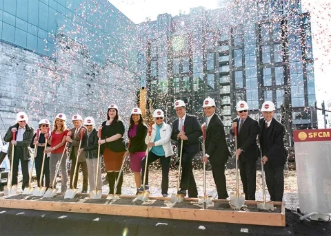 Bowes center groundbreaking ceremony with London Breed David Stull Tim Foo Mia Skolnick and other members of the Trustee board and government