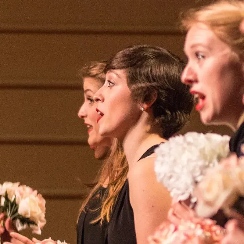 three singers from the opera and musical theater ensemble